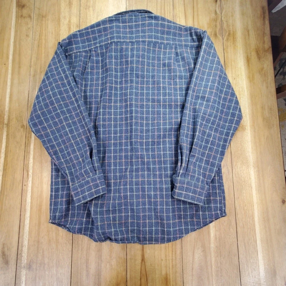 Pendleton Lodge Shirt Mens Large Wool Blue Plaid Flannel AA037-30964 Long Sleeve